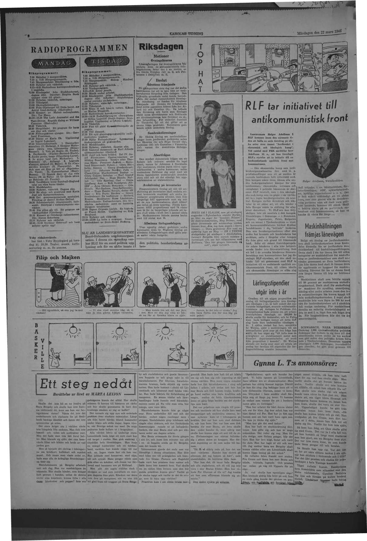 Laholms Tidning Måndag 22 mars 1948, sida 8