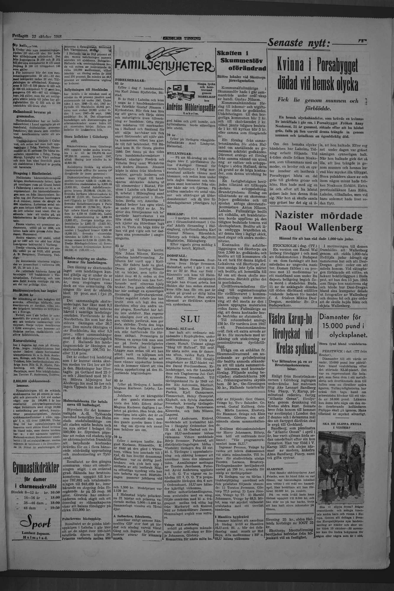 Laholms Tidning Fredag 22 oktober 1948, sida 3
