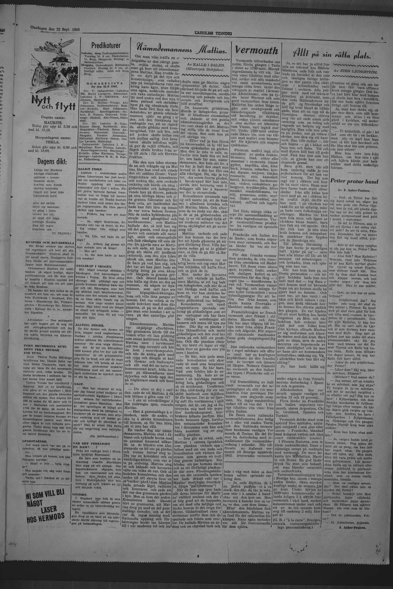 Laholms Tidning Onsdag 22 september 1948, sida 5