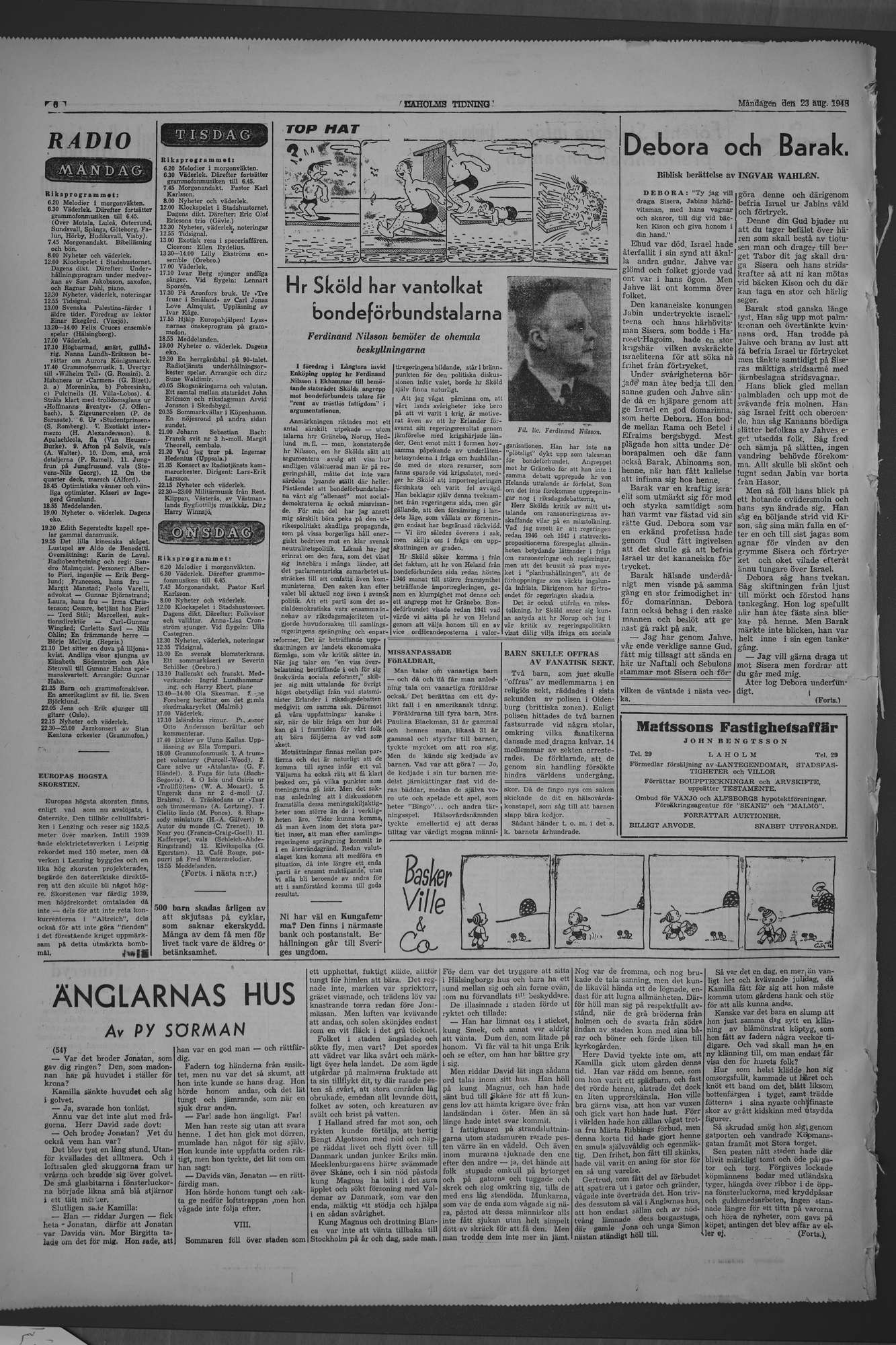Laholms Tidning Måndag 23 augusti 1948, sida 6