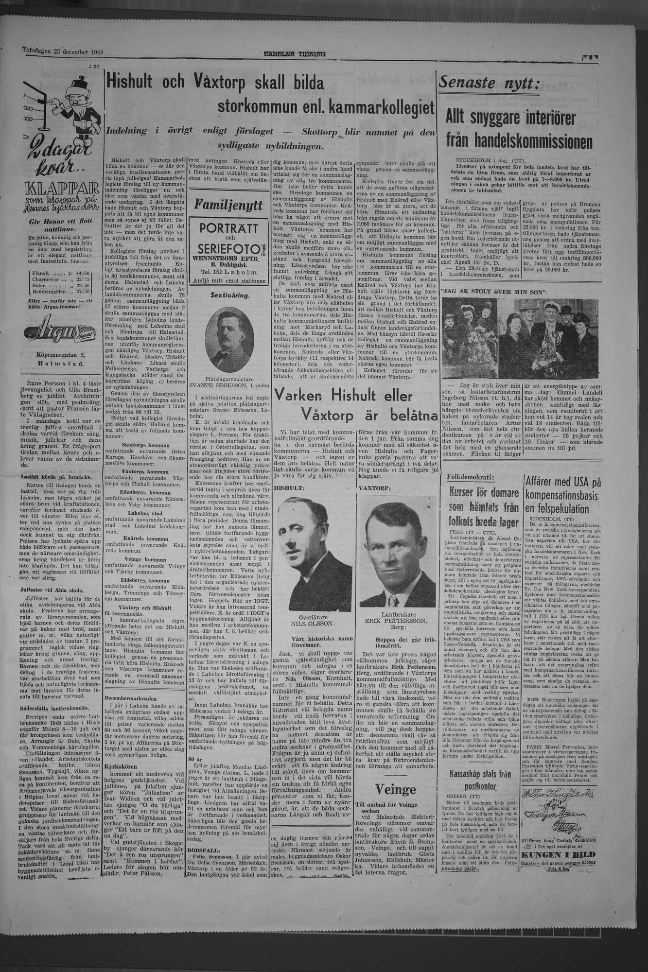 Laholms Tidning Torsdag 23 december 1948, sida 3