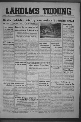 Förstasidan, Fredag 23 januari 1948