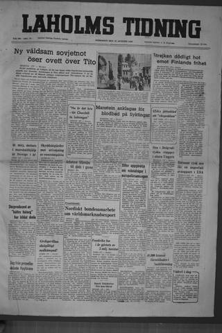 Förstasidan, Onsdag 31 augusti 1949