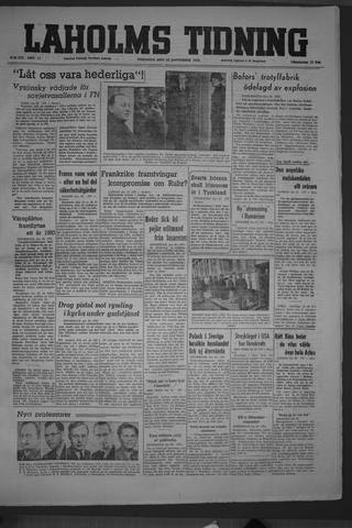 Förstasidan, Tisdag 23 november 1948