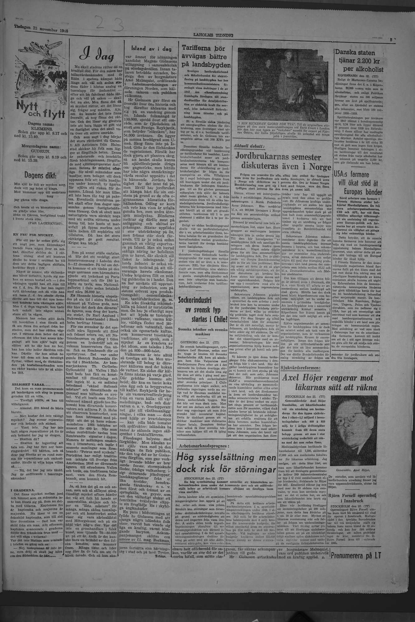 Laholms Tidning Tisdag 23 november 1948, sida 5
