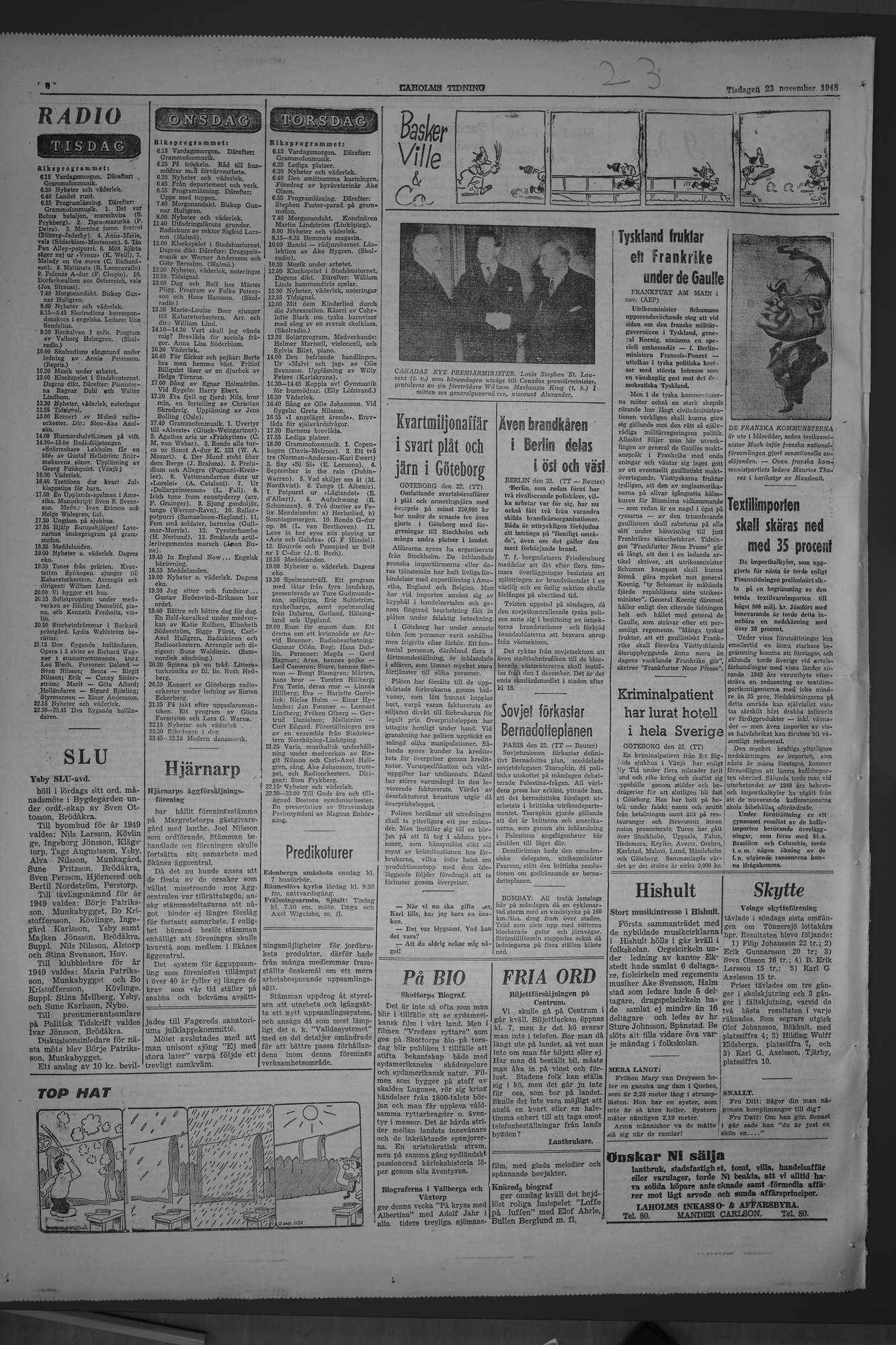 Laholms Tidning Tisdag 23 november 1948, sida 6