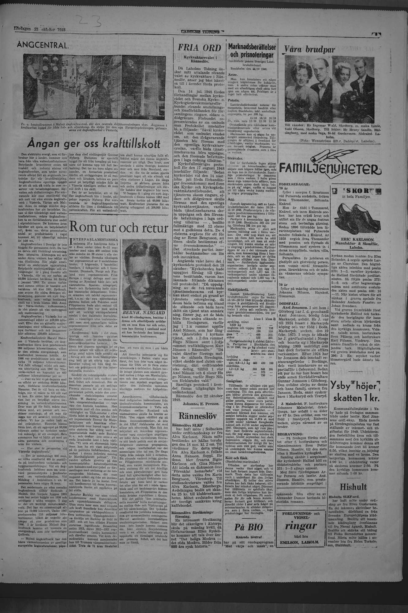 Laholms Tidning Lördag 23 oktober 1948, sida 5