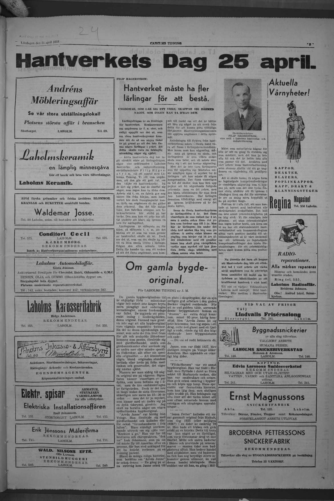 Laholms Tidning Lördag 24 april 1948, sida 5