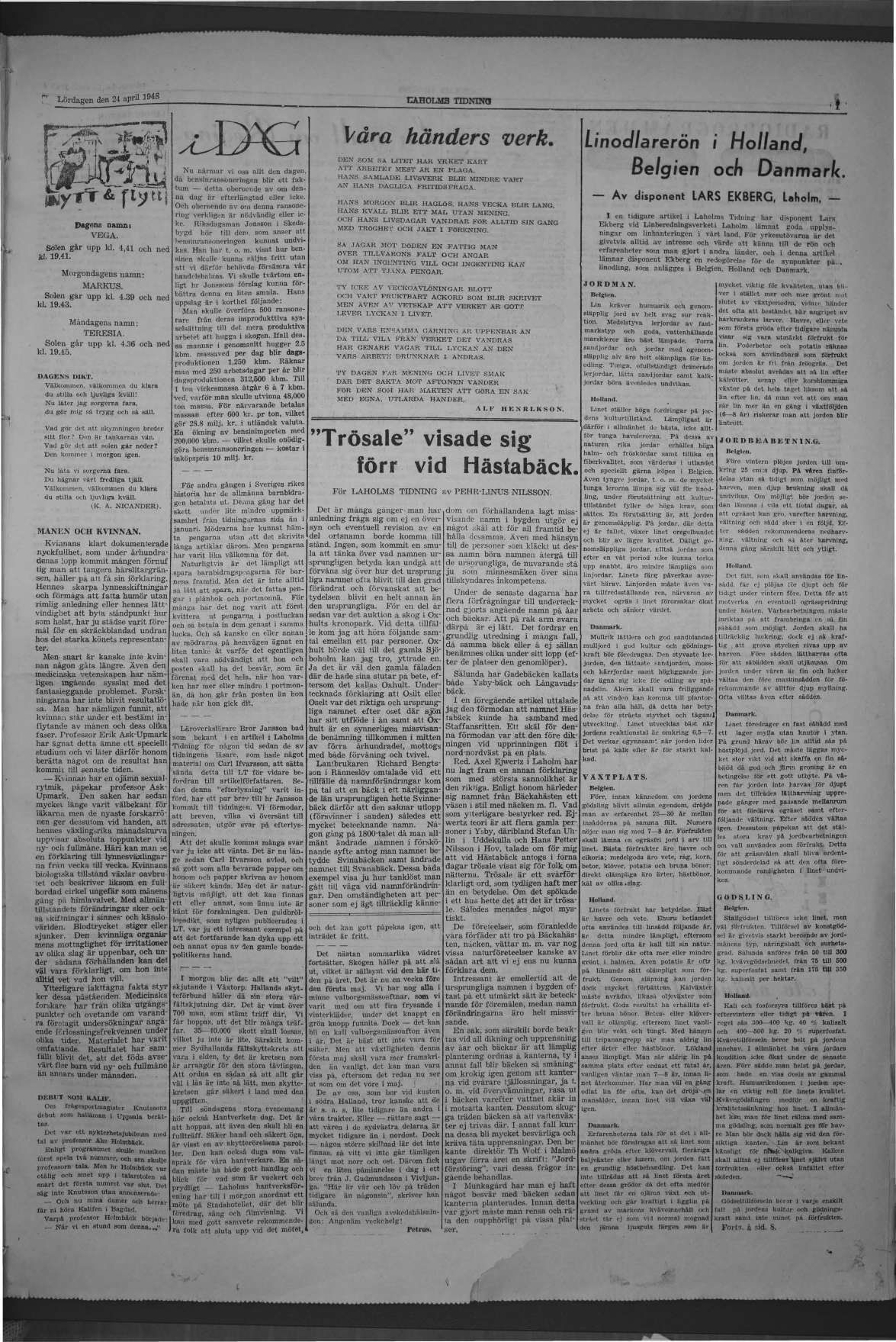 Laholms Tidning Lördag 24 april 1948, sida 7
