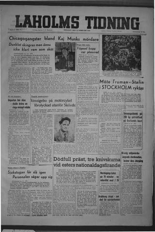 Förstasidan, Tisdag 24 februari 1948