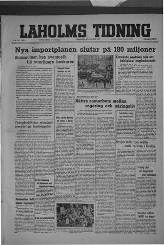 Förstasidan, Lördag 24 juli 1948