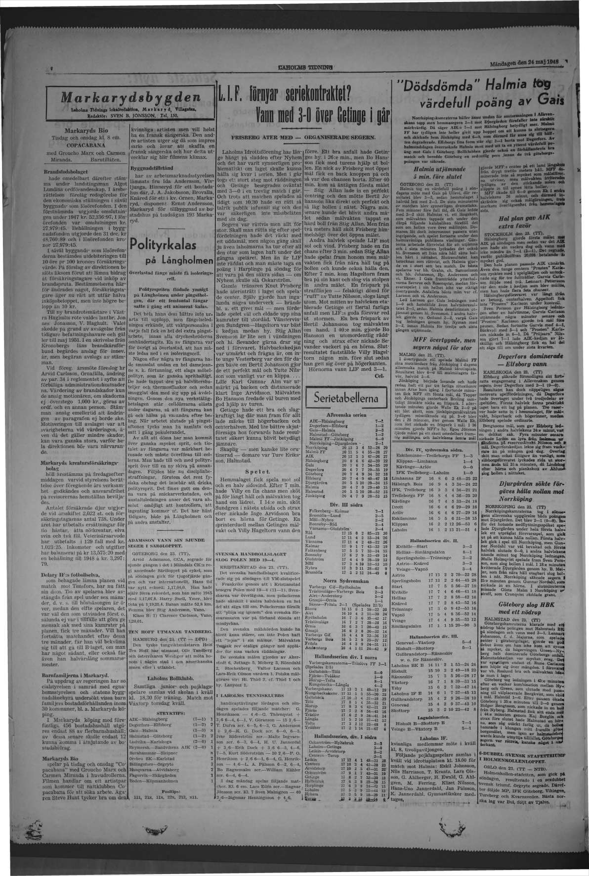 Laholms Tidning Måndag 24 maj 1948, sida 4