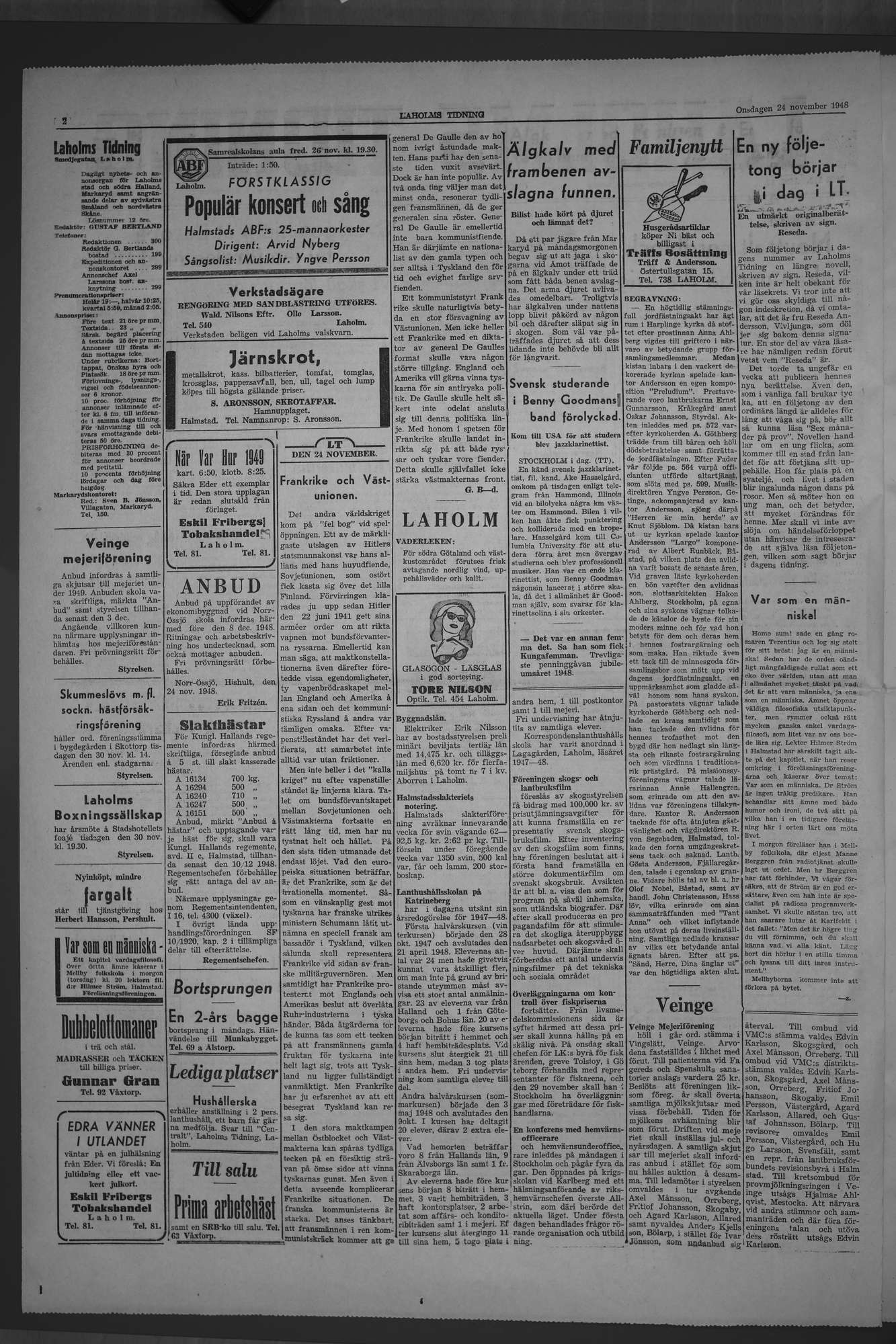 Laholms Tidning Onsdag 24 november 1948, sida 2