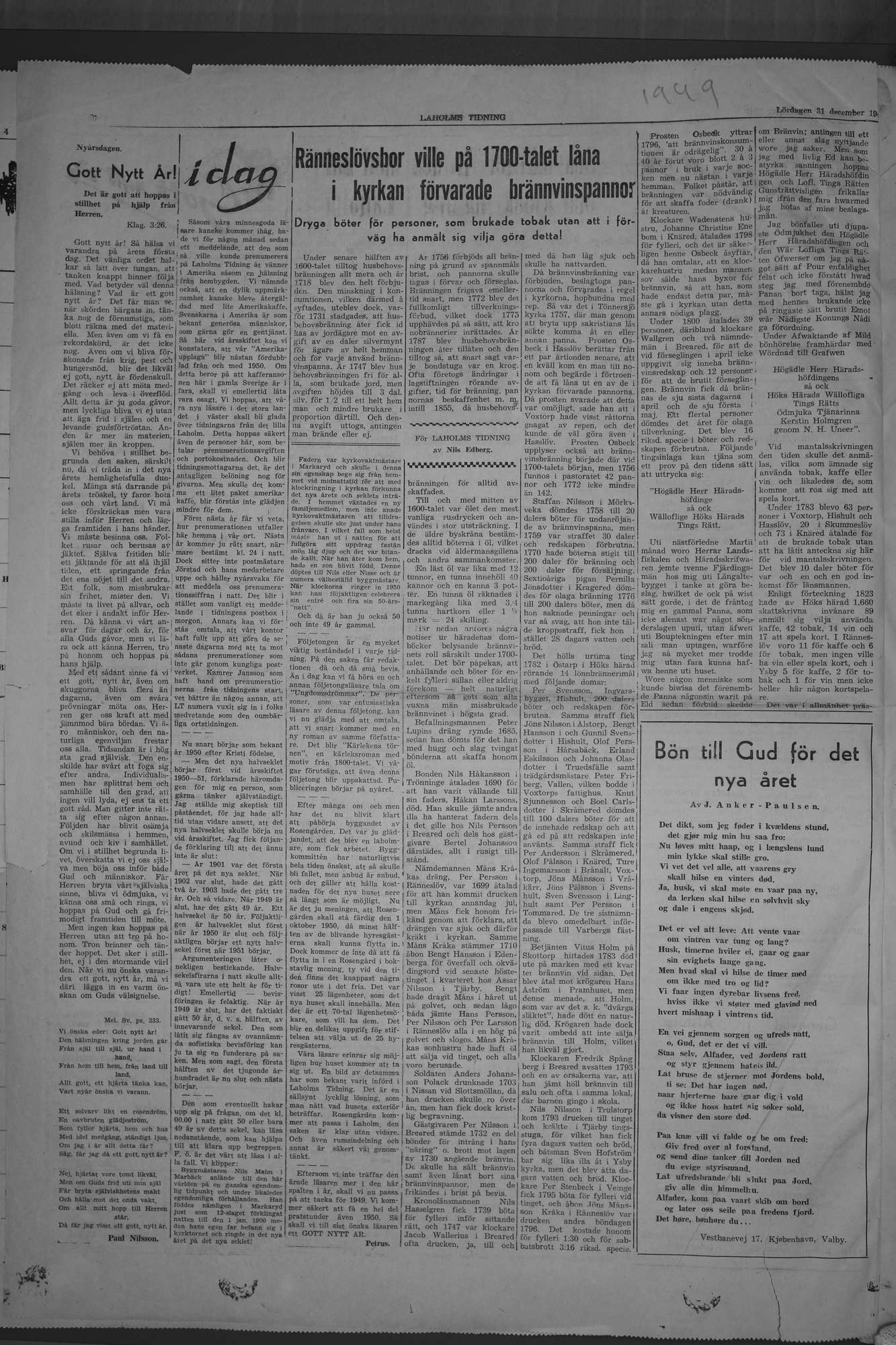Laholms Tidning Lördag 31 december 1949, sida 6