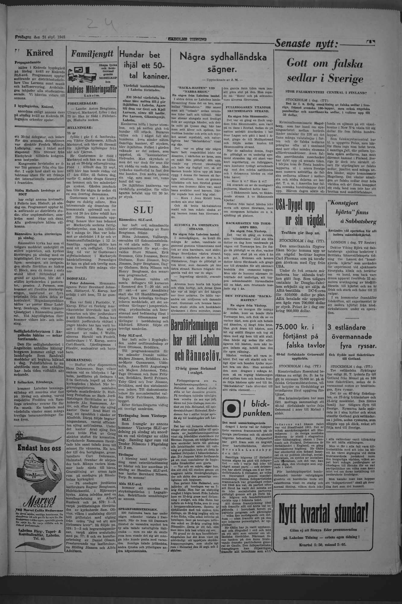 Laholms Tidning Fredag 24 september 1948, sida 3
