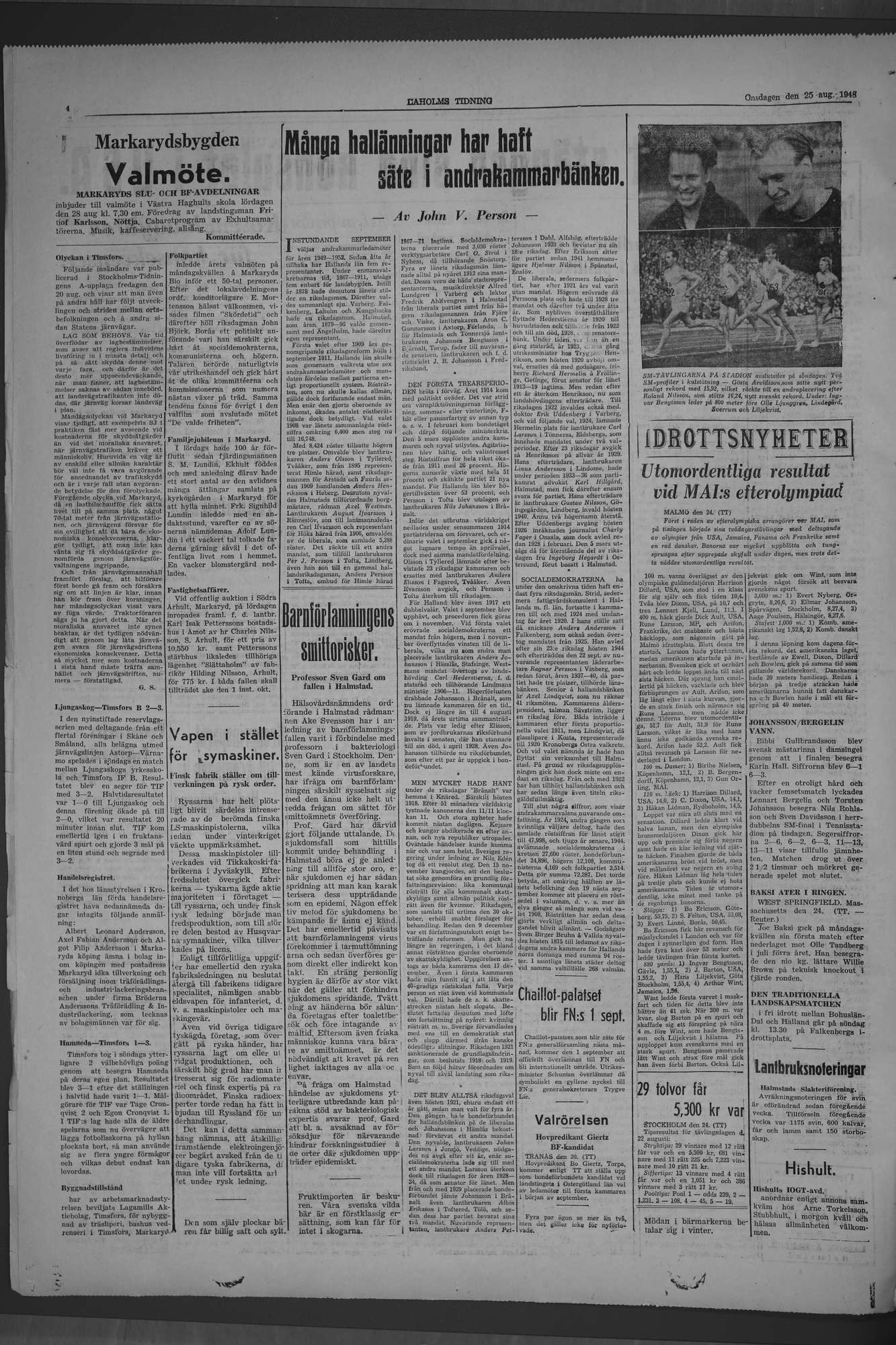 Laholms Tidning Onsdag 25 augusti 1948, sida 4
