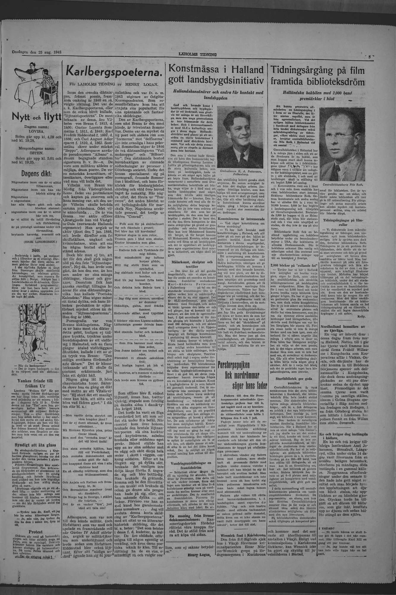 Laholms Tidning Onsdag 25 augusti 1948, sida 5