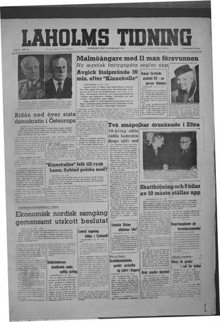 Förstasidan, Onsdag 25 februari 1948