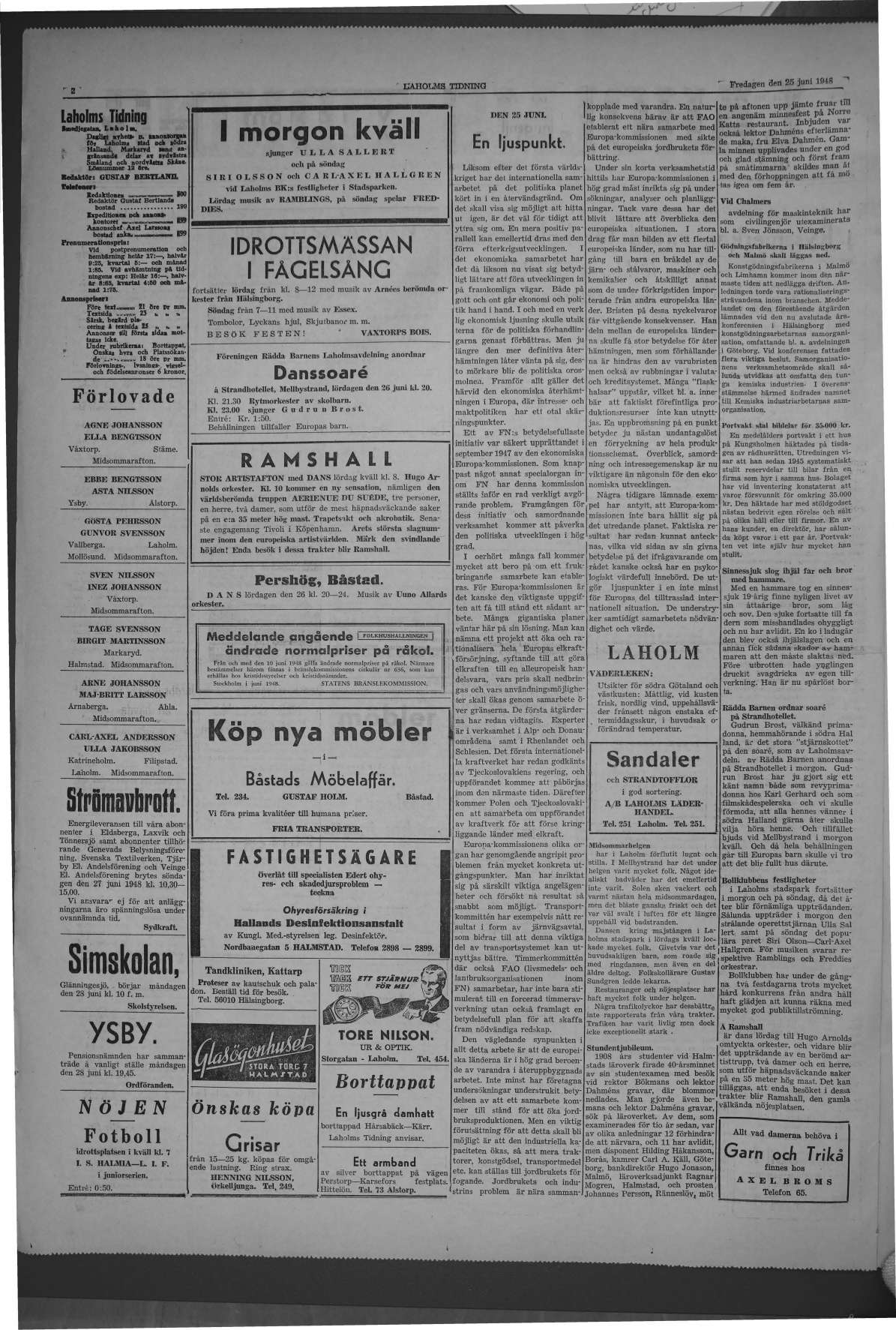 Laholms Tidning Fredag 25 juni 1948, sida 2