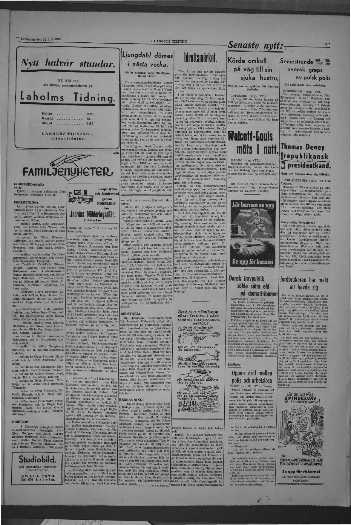 Laholms Tidning Fredag 25 juni 1948, sida 3