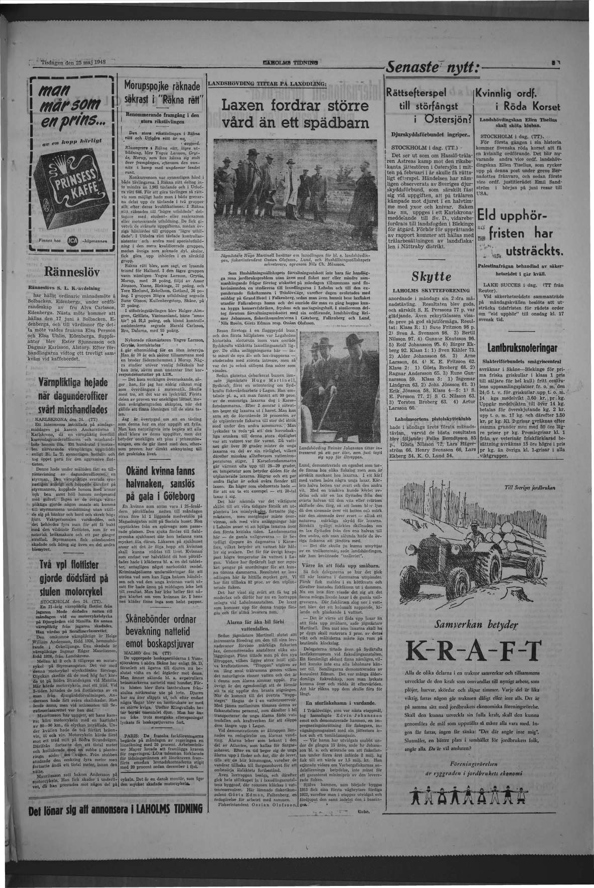 Laholms Tidning Tisdag 25 maj 1948, sida 3