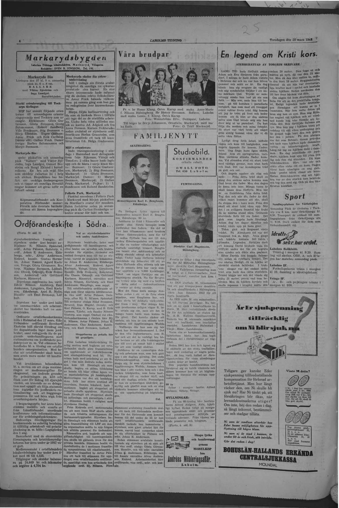 Laholms Tidning Torsdag 25 mars 1948, sida 4