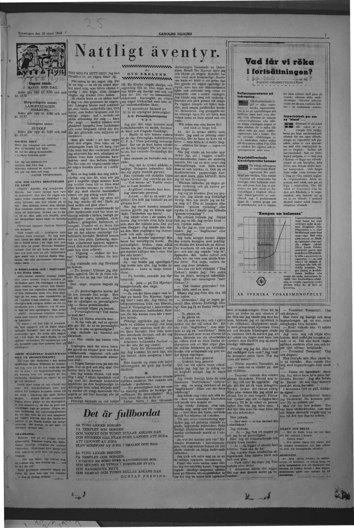 Laholms Tidning Torsdag 25 mars 1948, sida 7