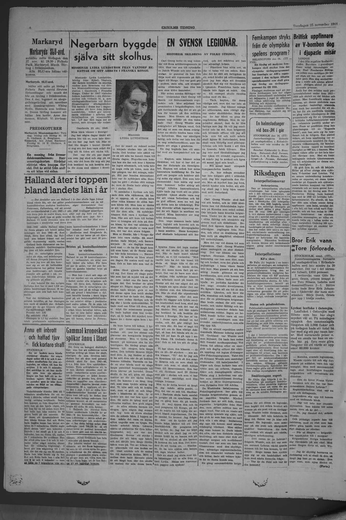 Laholms Tidning Torsdag 25 november 1948, sida 4