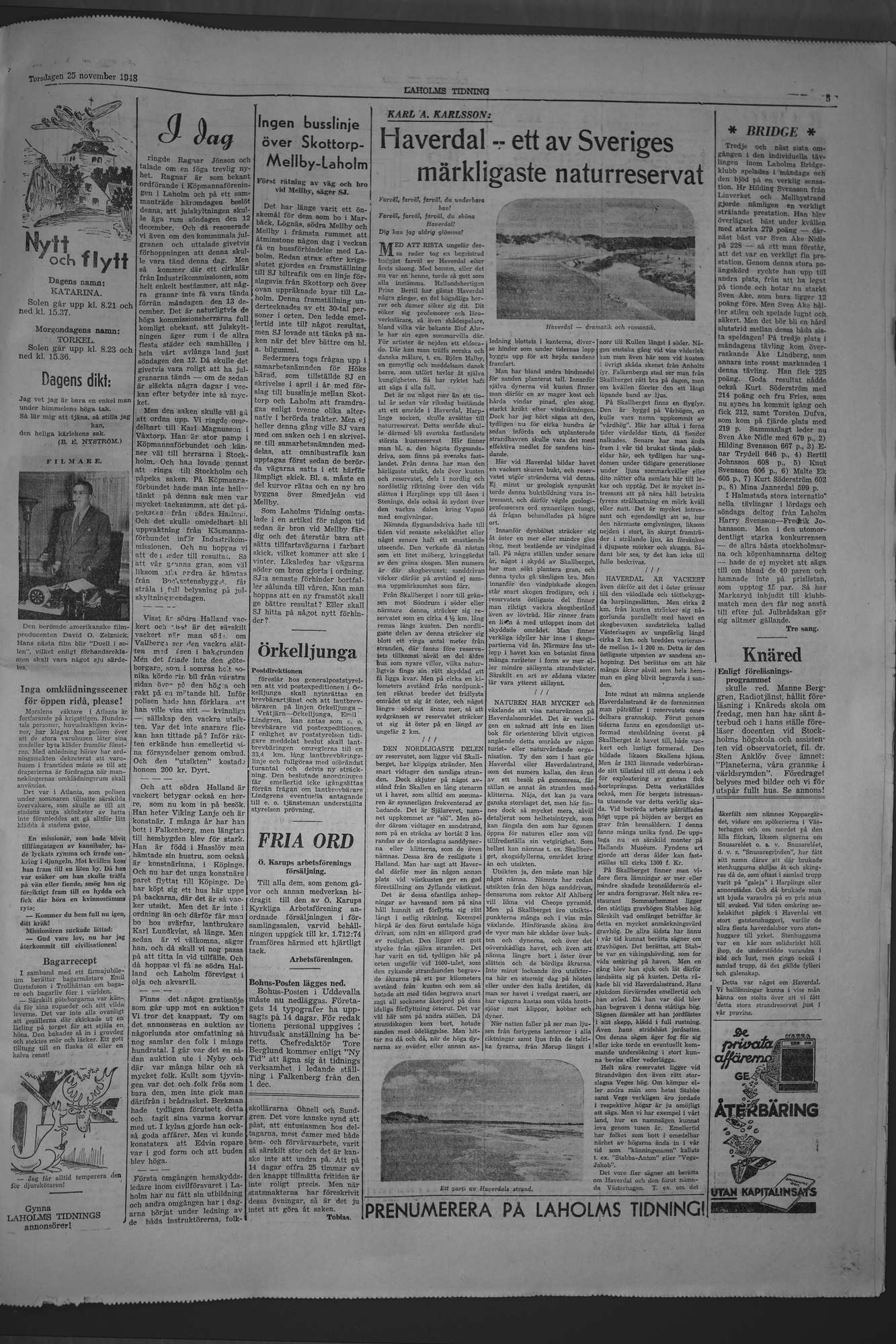 Laholms Tidning Torsdag 25 november 1948, sida 5