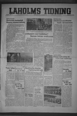 Förstasidan, Måndag 25 oktober 1948