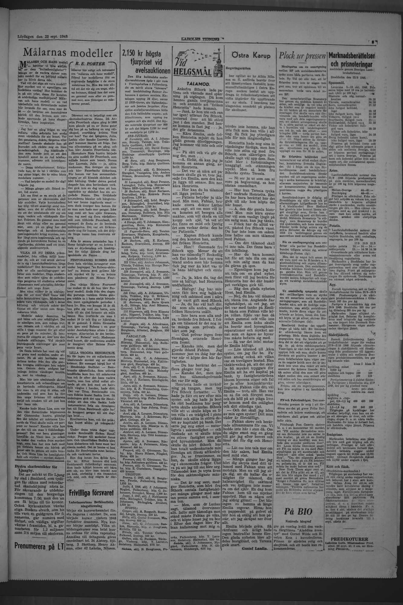 Laholms Tidning Lördag 25 september 1948, sida 5
