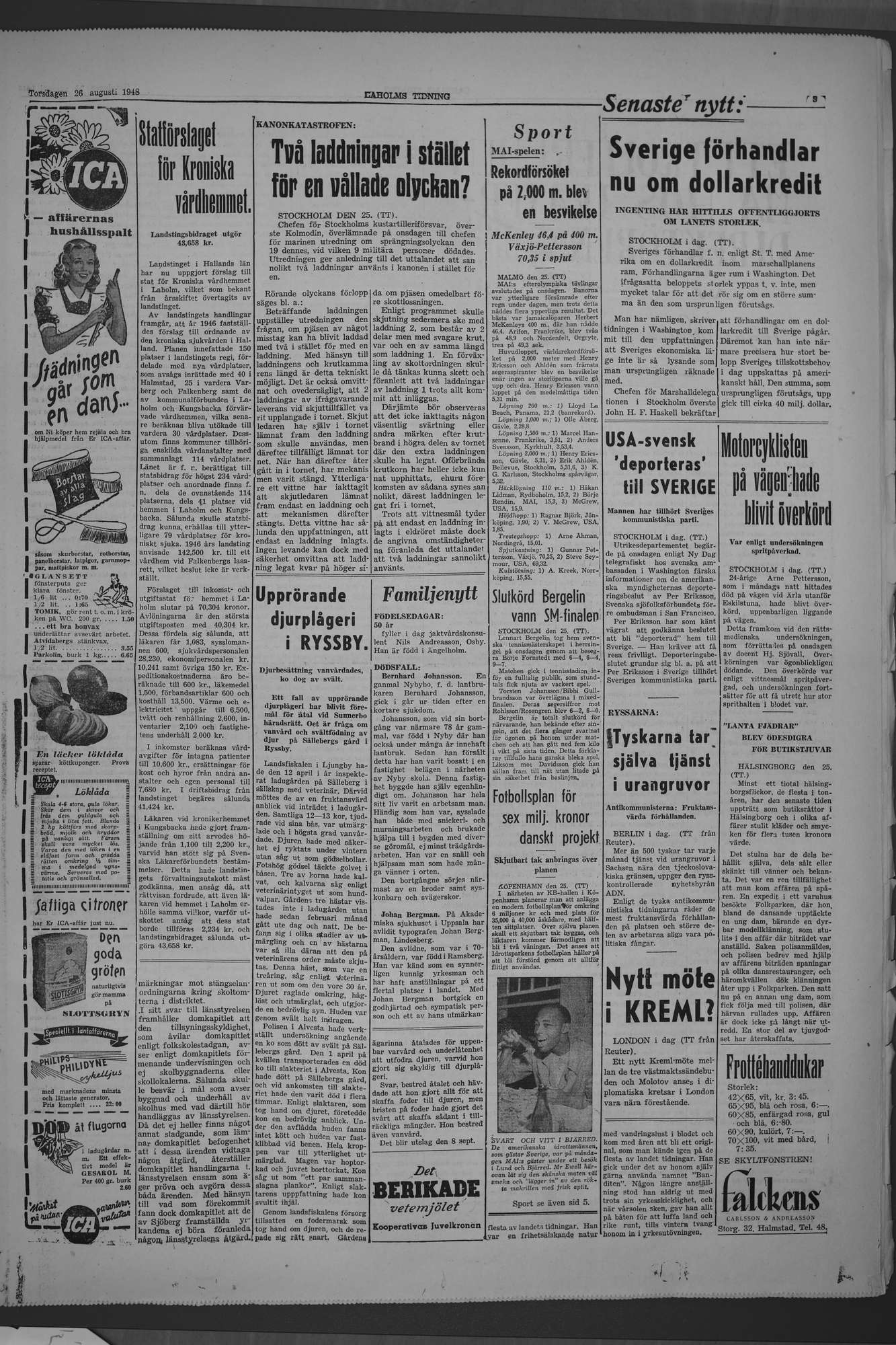 Laholms Tidning Torsdag 26 augusti 1948, sida 3