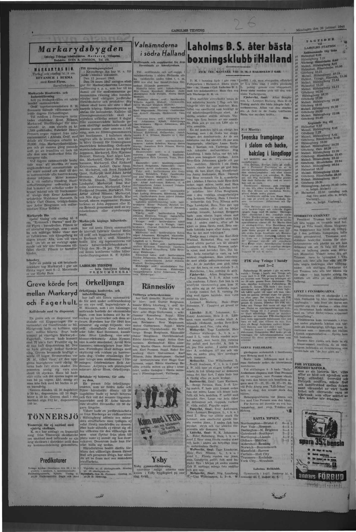 Laholms Tidning Måndag 26 januari 1948, sida 4