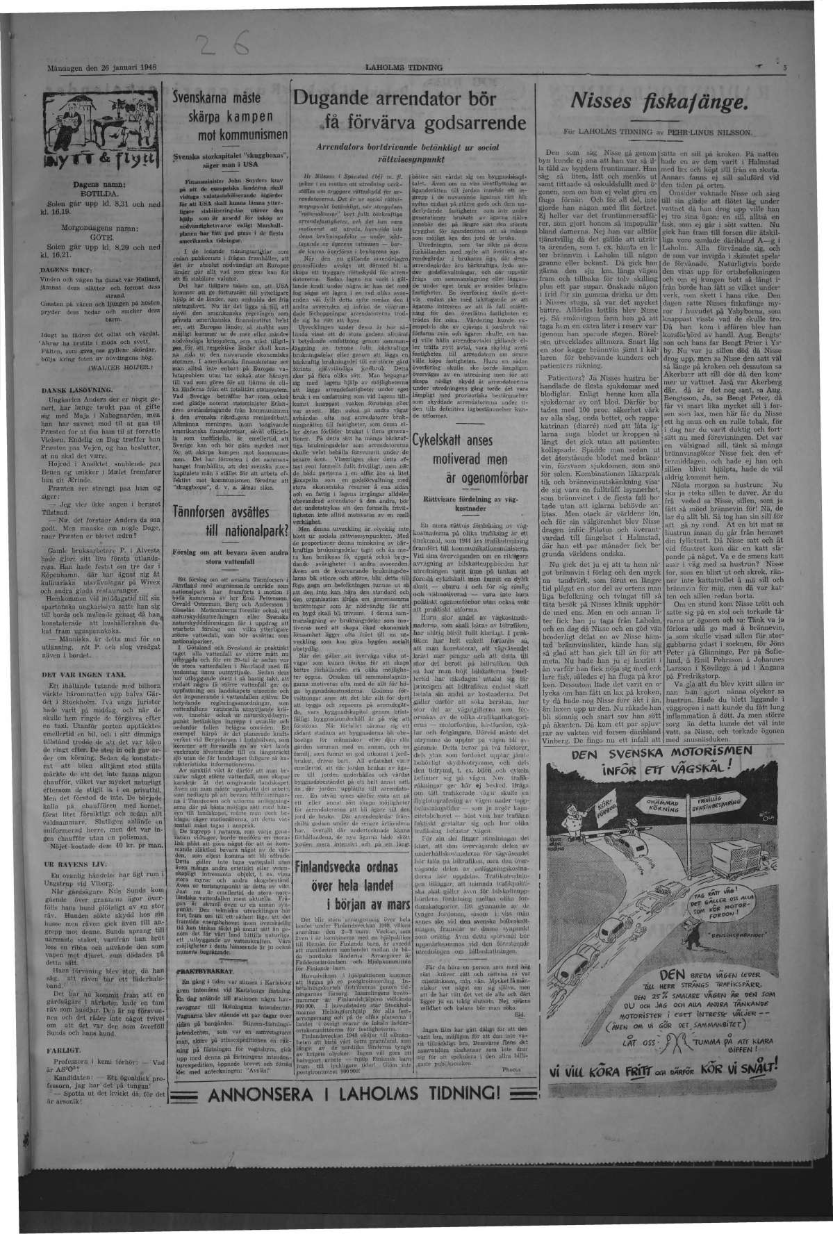 Laholms Tidning Måndag 26 januari 1948, sida 5