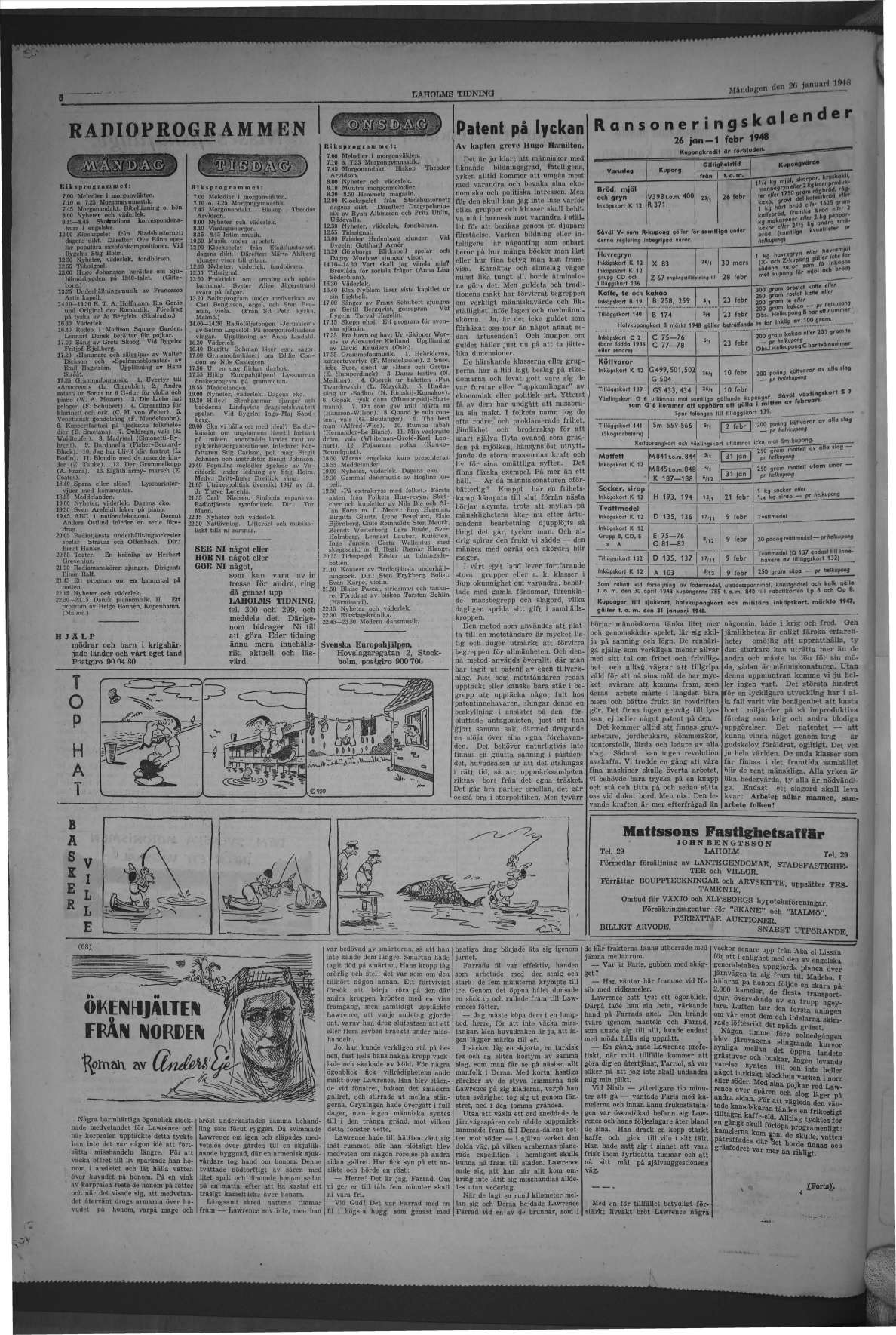 Laholms Tidning Måndag 26 januari 1948, sida 6