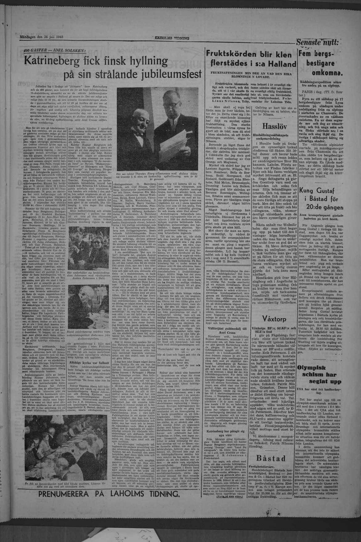 Laholms Tidning Måndag 26 juli 1948, sida 3