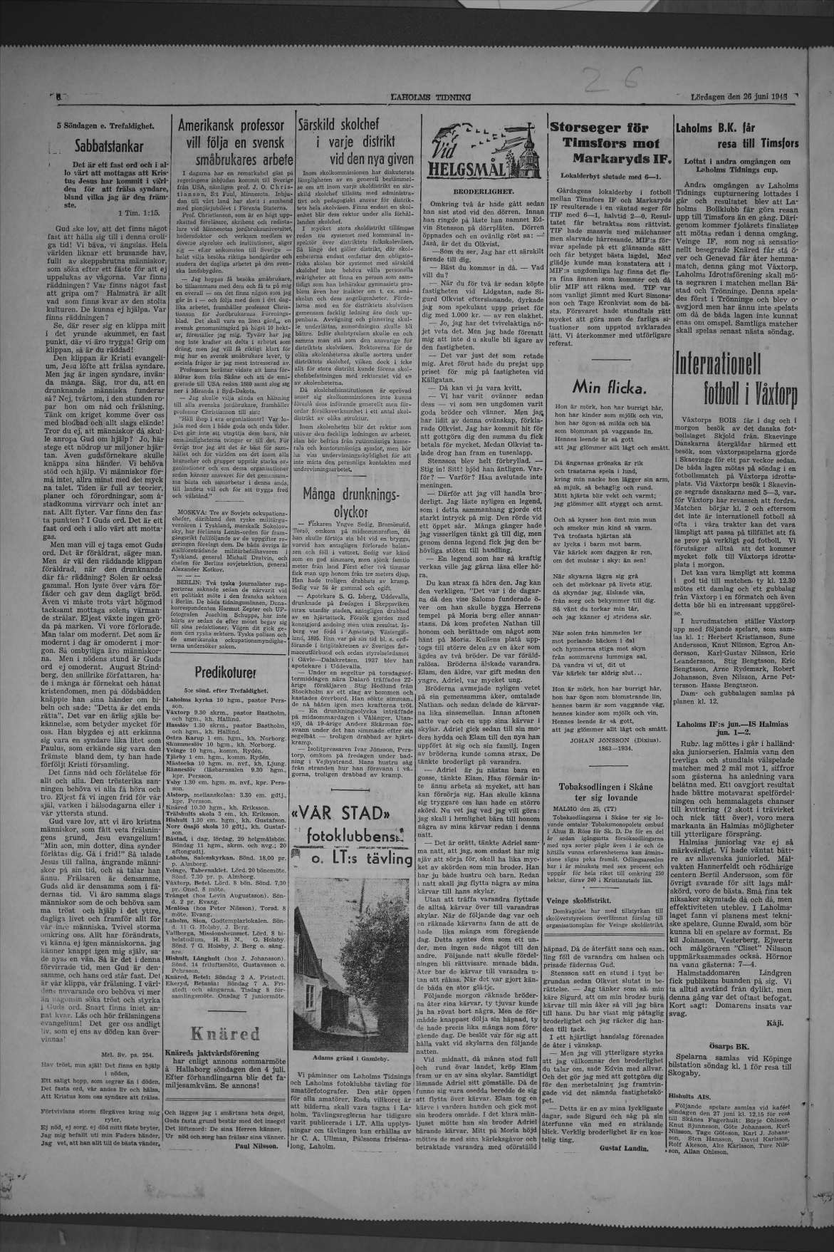 Laholms Tidning Lördag 26 juni 1948, sida 6