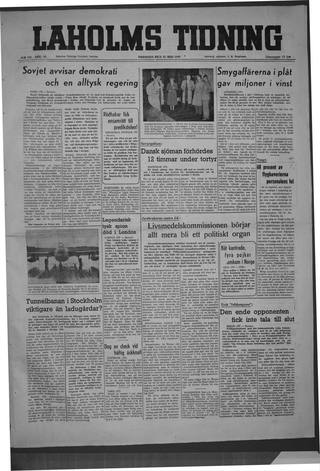 Förstasidan, Tisdag 31 maj 1949