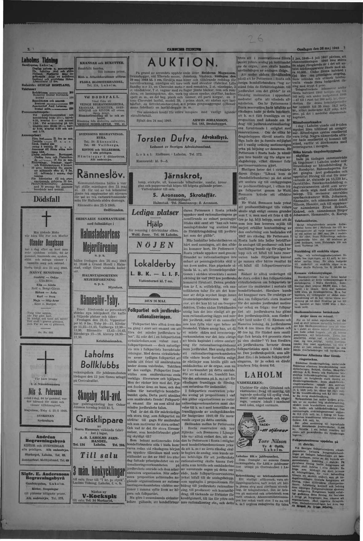 Laholms Tidning Onsdag 26 maj 1948, sida 2