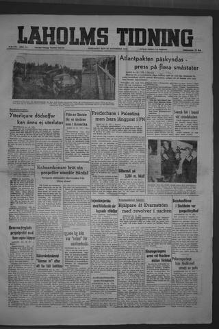 Förstasidan, Fredag 26 november 1948