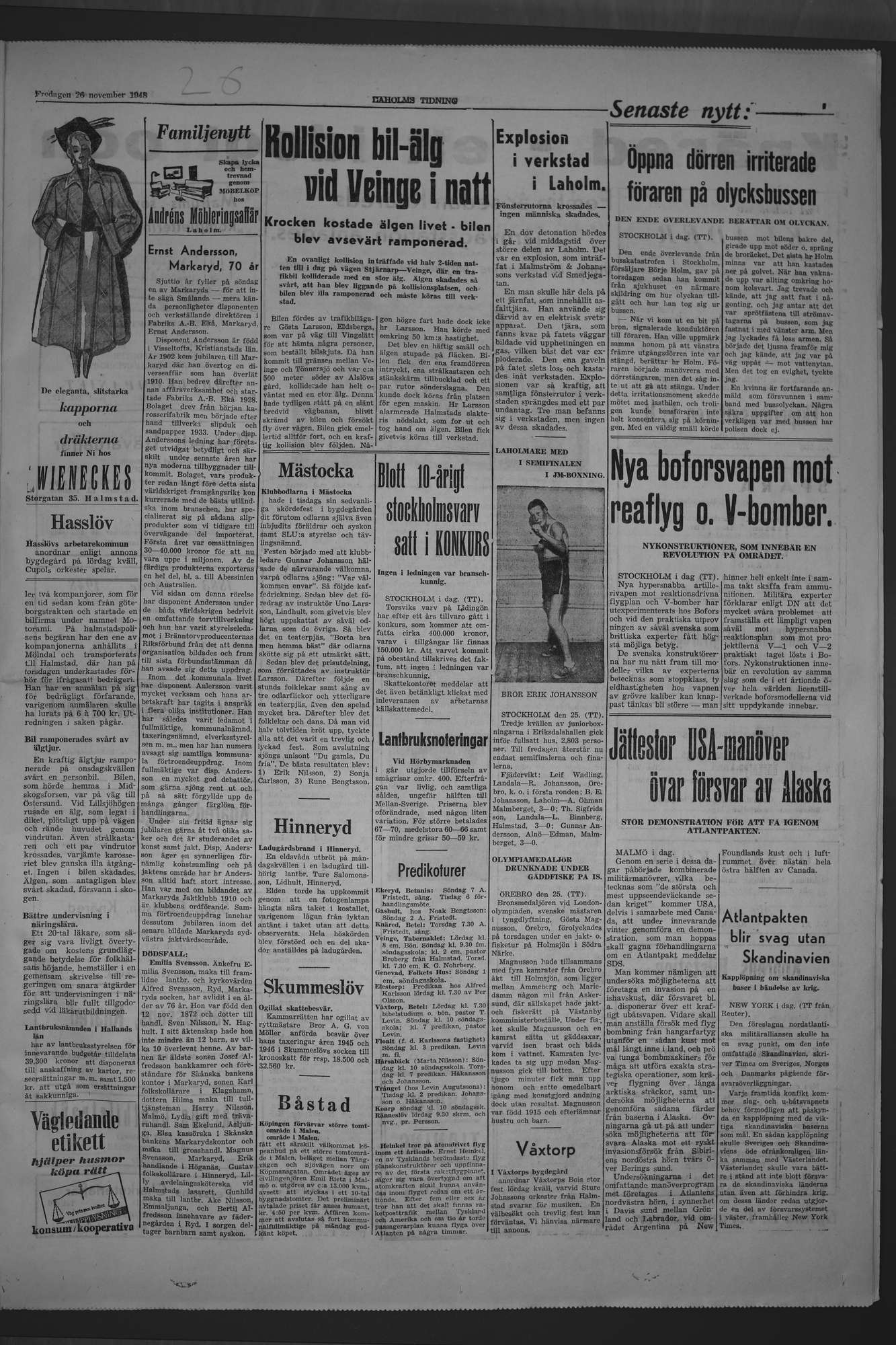 Laholms Tidning Fredag 26 november 1948, sida 3