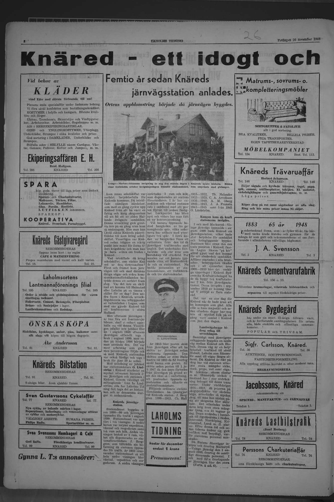 Laholms Tidning Fredag 26 november 1948, sida 4