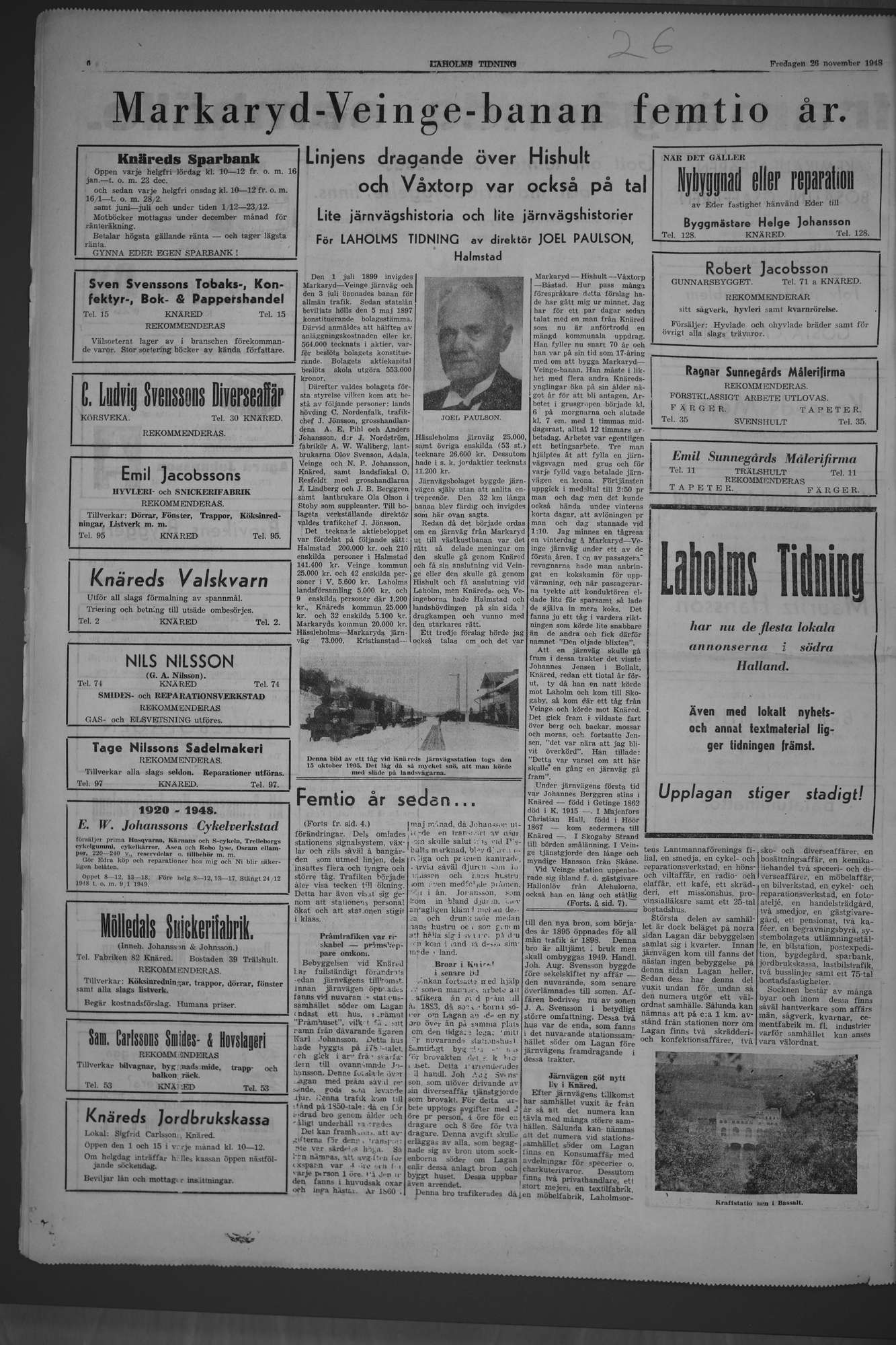 Laholms Tidning Fredag 26 november 1948, sida 6