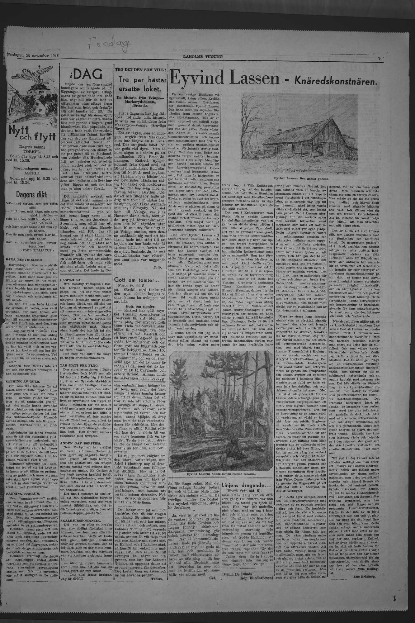 Laholms Tidning Fredag 26 november 1948, sida 7