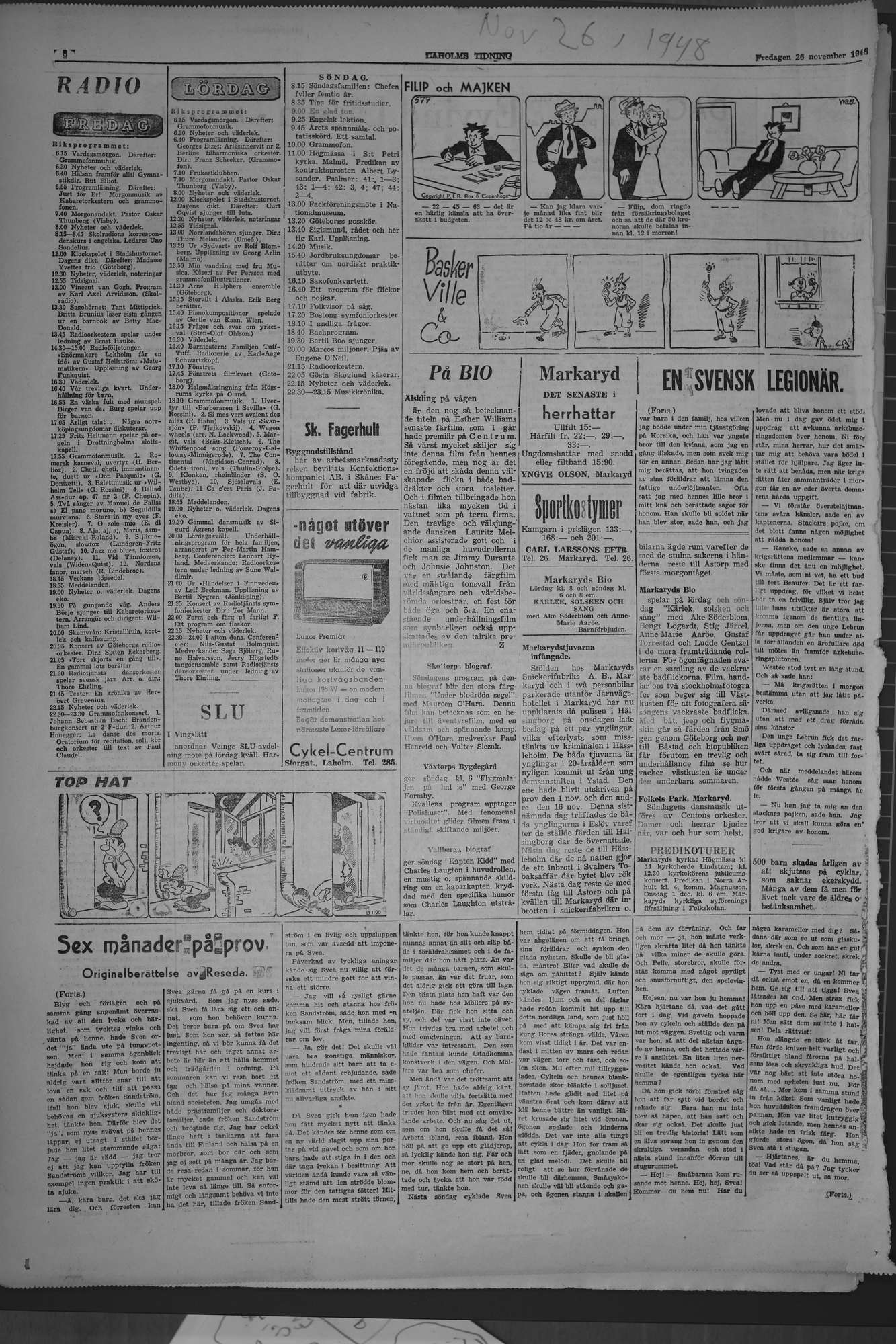Laholms Tidning Fredag 26 november 1948, sida 8