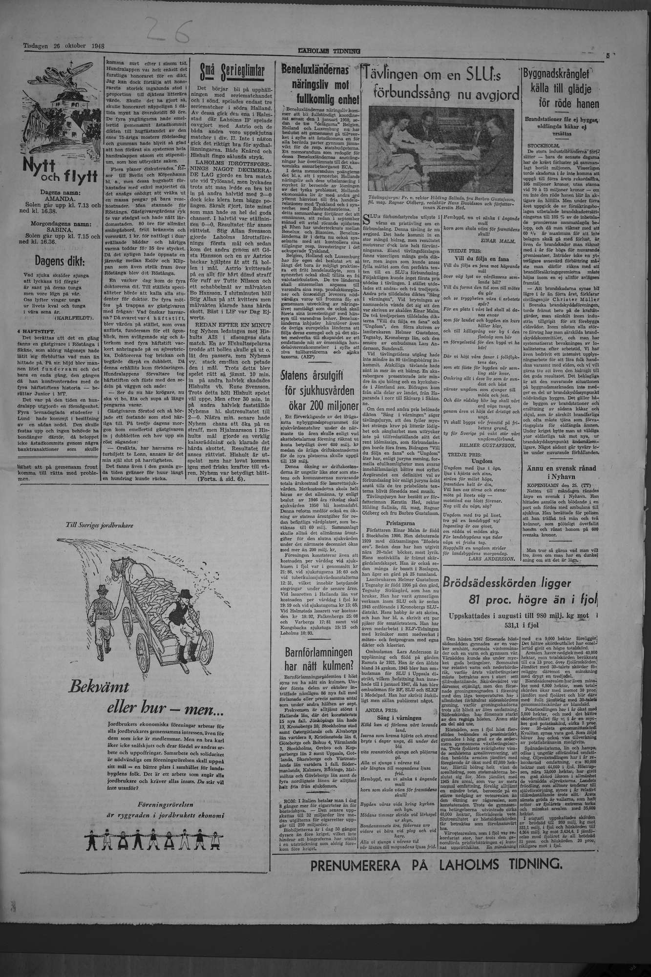 Laholms Tidning Tisdag 26 oktober 1948, sida 5