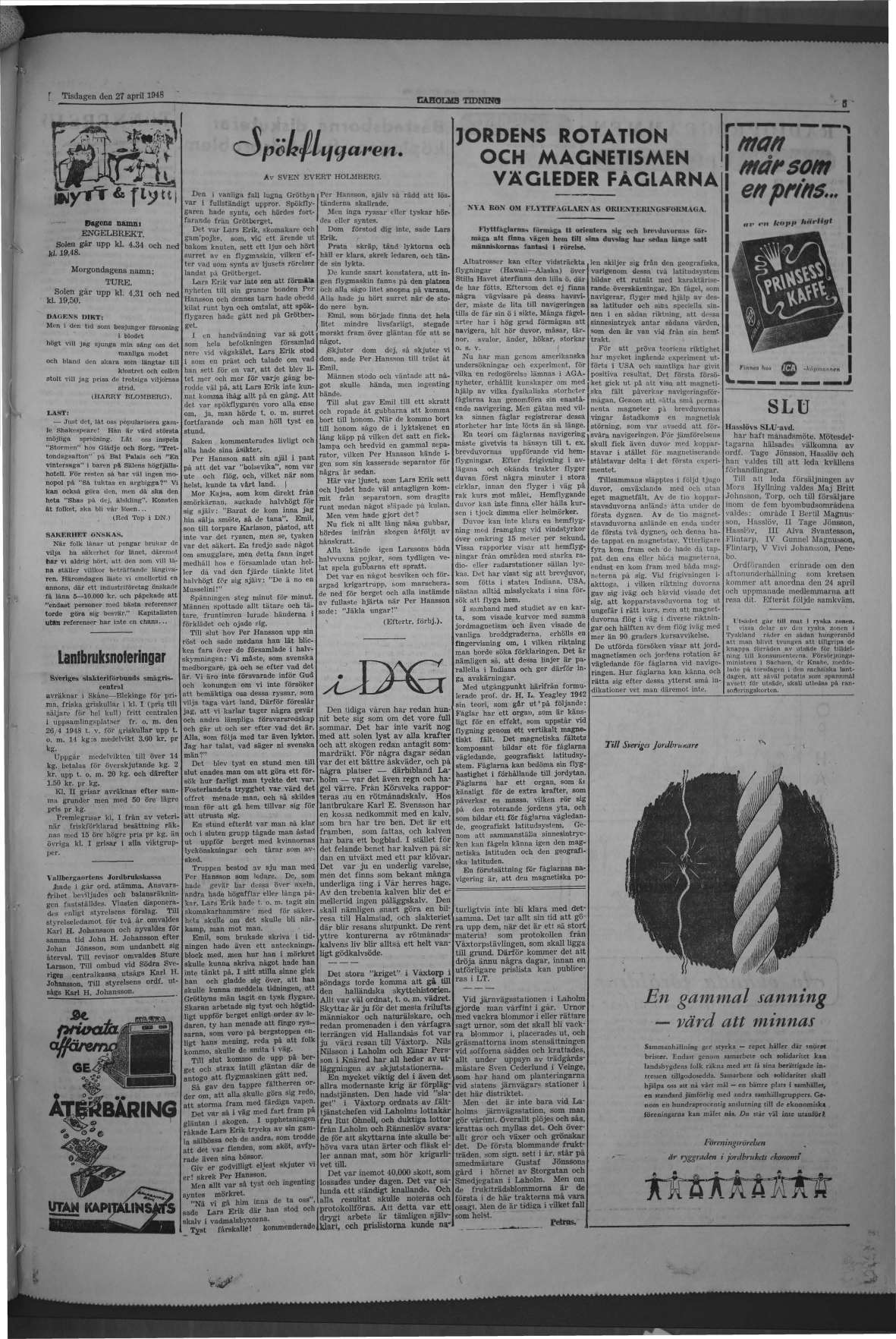 Laholms Tidning Tisdag 27 april 1948, sida 5