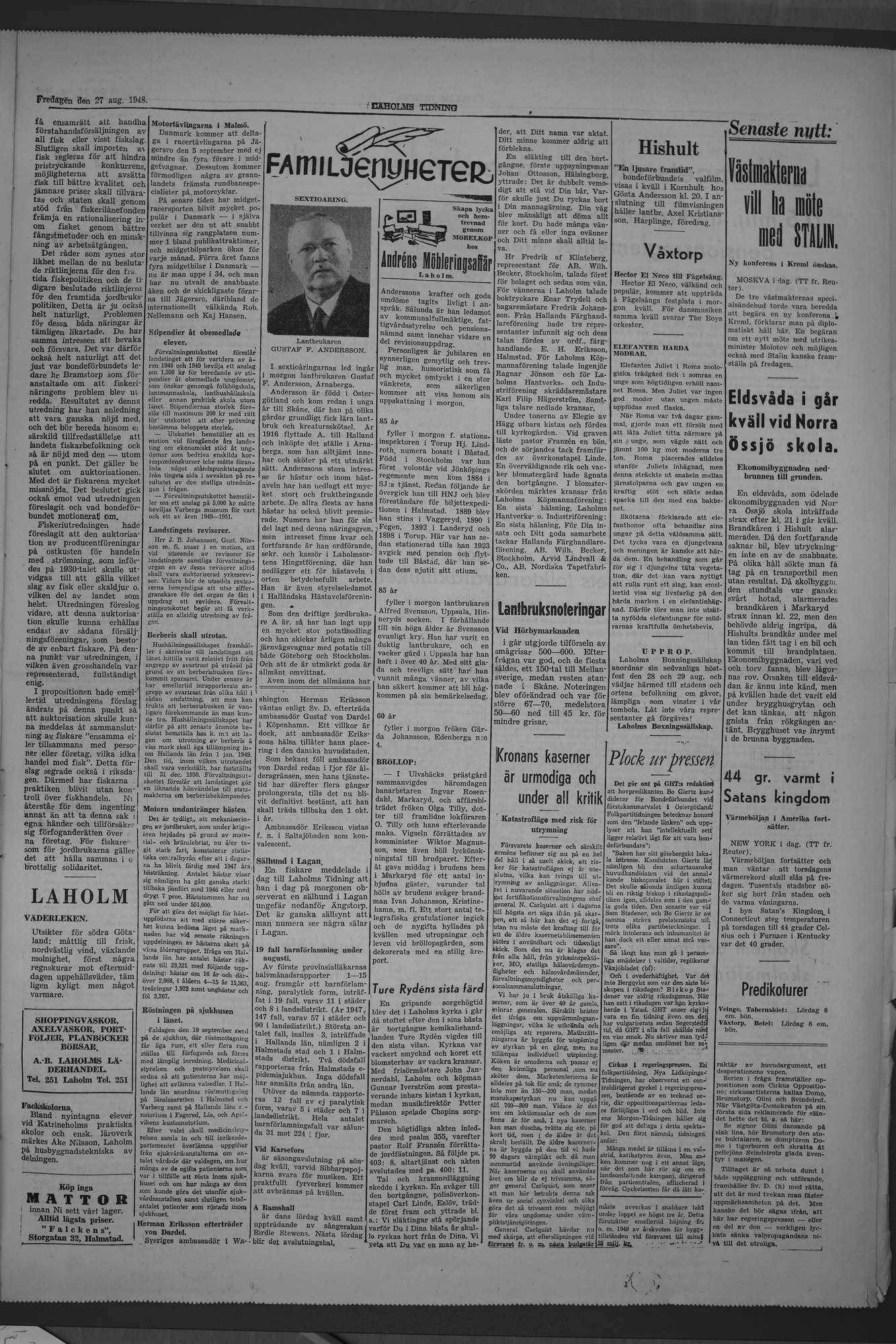Laholms Tidning Fredag 27 augusti 1948, sida 3
