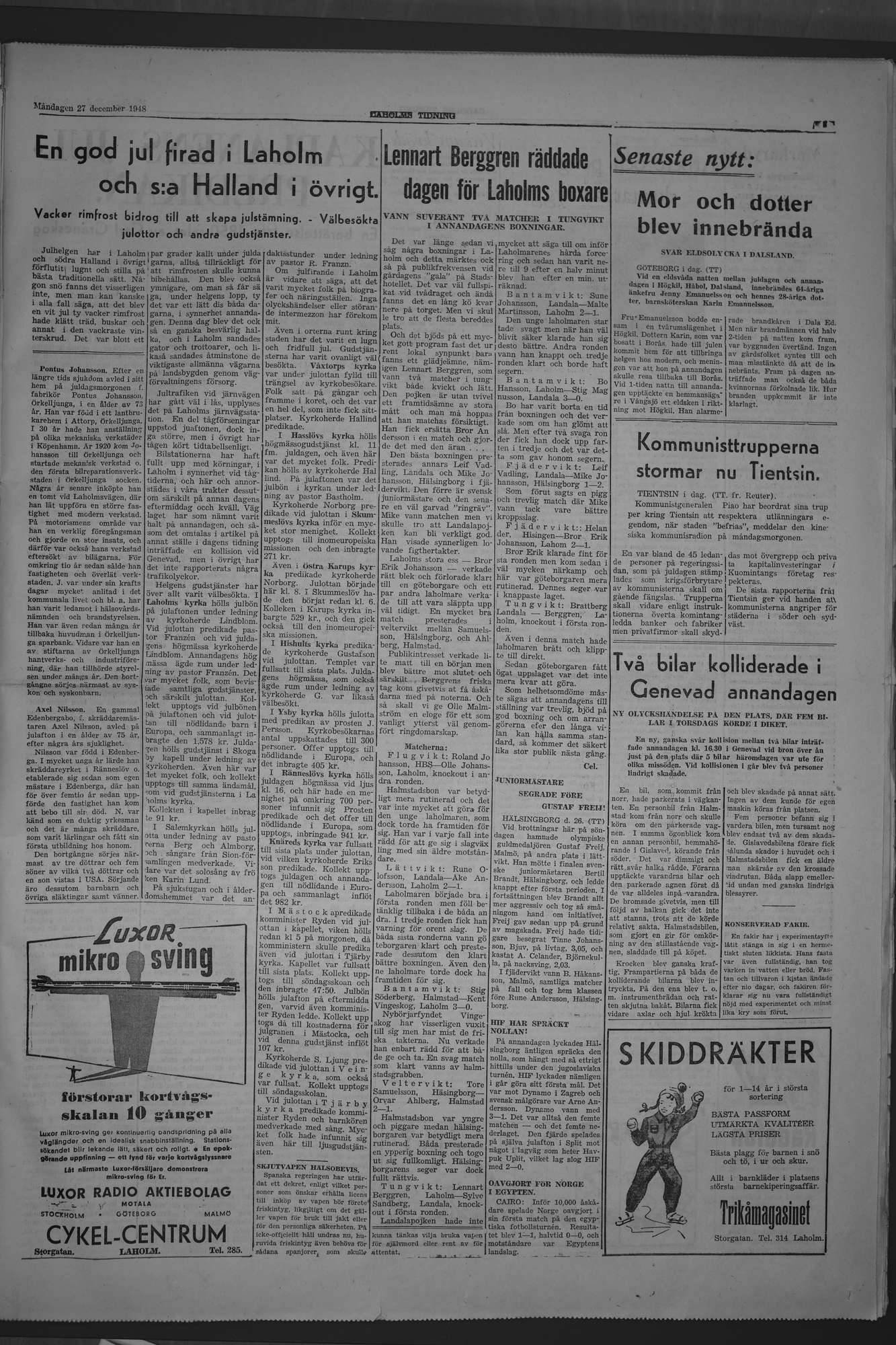 Laholms Tidning Måndag 27 december 1948, sida 3