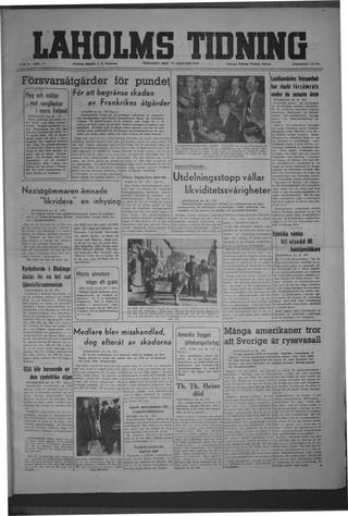 Förstasidan, Tisdag 27 januari 1948